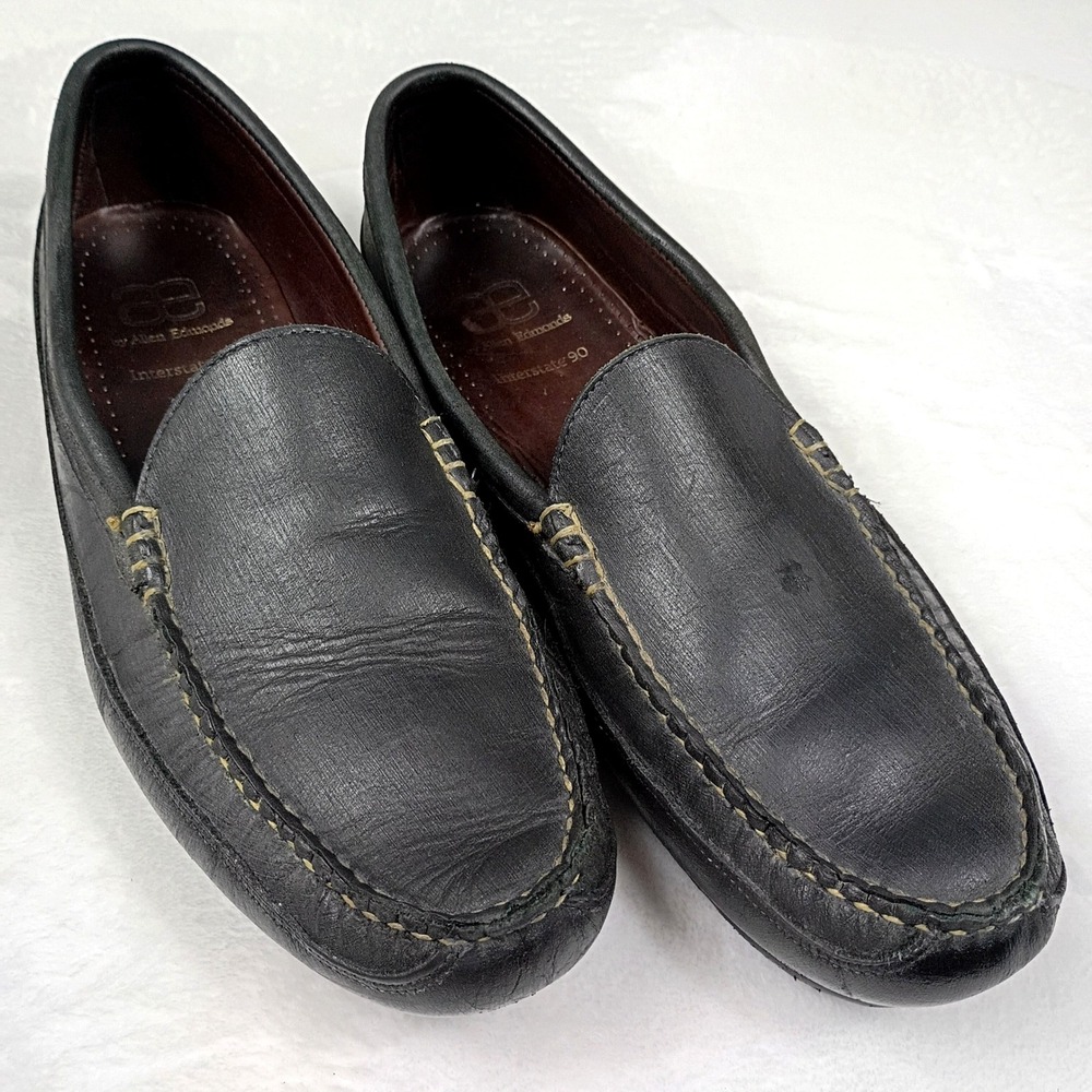 Allen Edmonds Interstate 90 Mens Black Leather Driving Loafers Moc Toe Shoes